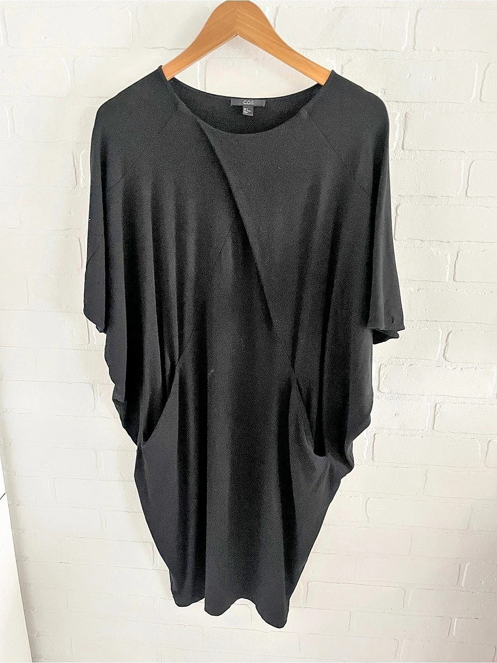 COS Draped Midi Dress in Black Size Small